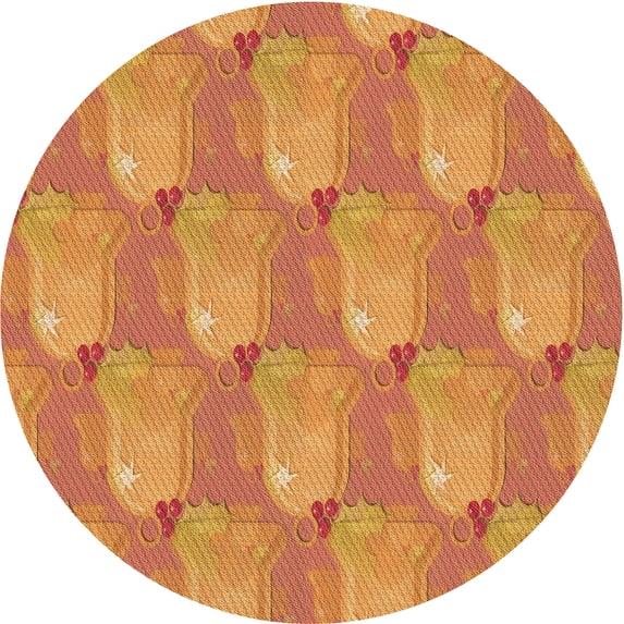 Ahgly Company Machine Washable Indoor Round Transitional Orange Red Orange Area Rugs, 3' Round