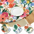 thumbnail image 4 of Water-Resistant Floral Round Tablecloth with Elastic Edge, Soft Polyester Cover Fits Round Tables 44 to 52 Inches in Diameter, 4 of 7