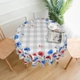 thumbnail image 3 of Red Blue Floral Tablecloth Round 60Inch 4th of July Watercolor Poppy Flowers Table Cover with Gray Buffalo Plaids Patriotic Heat Resistant Table Cloth for Kitchen Dining Holiday Tabletop Decor, 3 of 6