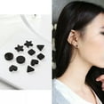 thumbnail image 2 of K-KED Men Women Magnetic Fashion Black Stud Earrings Ear Plugs Non-Piercing Clip On-6, 2 of 9