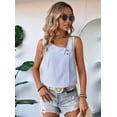 thumbnail image 3 of Women'S Button Asymmetrical V Neck Striped Print Blouses Casual Sleeveless Tank Top Summer Shirt Tops Light Blue XXL, 3 of 8