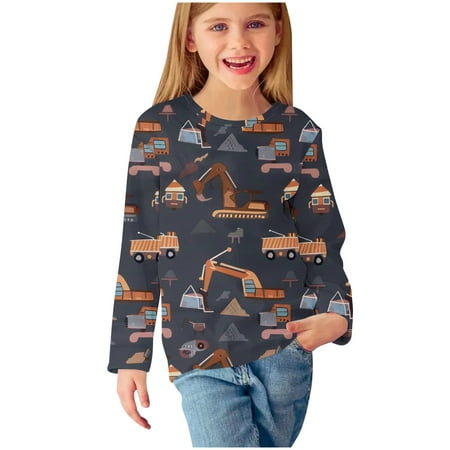 

MuZeFu Girls Clothes Clearance under $5 Girls Long Sleeve Prints Shirts Cute Crewnecks Tops Dressy Casual Blouses Clothes