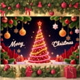 thumbnail image 5 of Red Background Christmas Banner Gold Decorations Merry Christmas Banner Lighted Star Snowflake Pattern Holiday Banner for Christmas Party Indoor Decoration Photo Background, 5 of 9