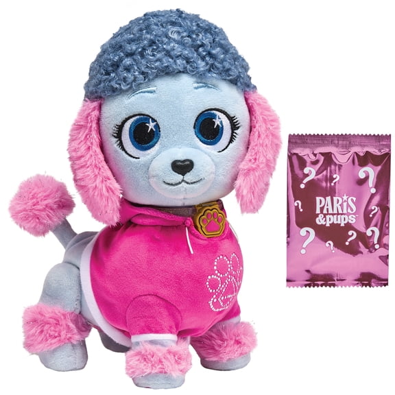 Paris & Pups Slivington Interactive Plush Toy with 25  Sounds & Phrases, Light-Up Collar, Calming Modes, Puppy Charm, Kids 4  by Playmates Toys
