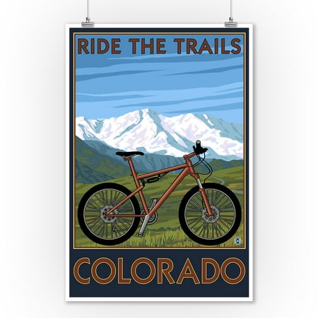 Colorado - Ride the Trails - Mountain Bike - Lantern Press Artwork (9x12 Art Print, Wall Decor Travel