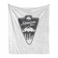 thumbnail image 1 of Saying Soft Flannel Fleece Blanket, Vintage Camping and Hiking Adventure Themed in the Mountains Forest Exploration, Cozy Plush for Indoor and Outdoor Use, 50" x 70", White and Grey, by Ambesonne, 1 of 6