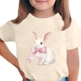 thumbnail image 3 of Yxbdin Easter Shirts for Kids Easter Day Printed Shirt Short Sleeve Rabbit with Bow Graphic Blouses Summer Outdoor Tops Girls Festival Outfits Beige 150, 3 of 6