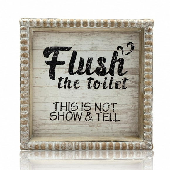 Letrero decorativo ZlFart Flush Inodoro Bathroom Rules blanco