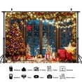 thumbnail image 5 of Christmas Backdrop, Winter Xmas Rustic Wooden Window Christmas Tree Backdrop for Photography Background, Happy New Year Kids Family Holiday Party Decorations Banner Photo Booth Studio Props,10X6ft, 5 of 5