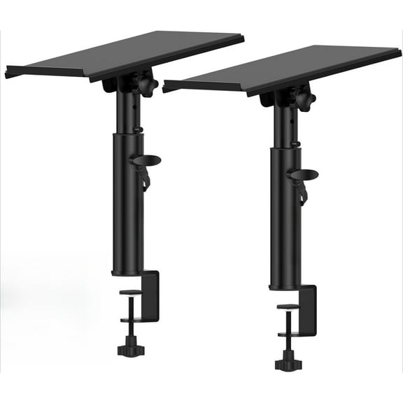 Studio Monitor Stands Pair Heavy Duty Desk Clamp Speaker Stands with Adjustable Tilt Angle Tray of 0-12 °