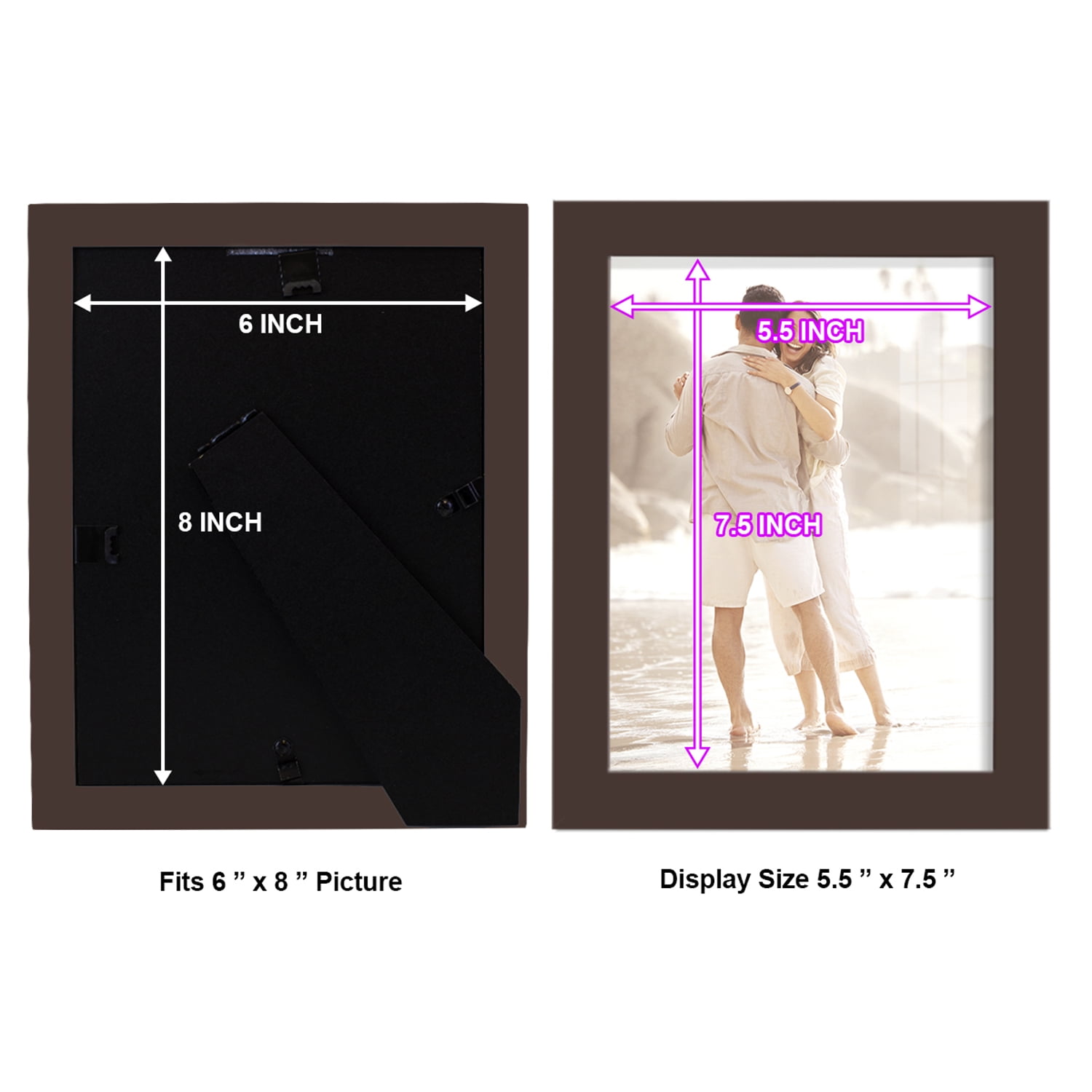 Modern 6 in. x 8 in. Brown Picture Frame (Set of 2)