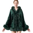 thumbnail image 2 of Fewfanhot Sequin Faux Fur Trim Cape Shawl, Open Front Warm Poncho Wrap for Women Evening Wedding Party Dresses, 2 of 6