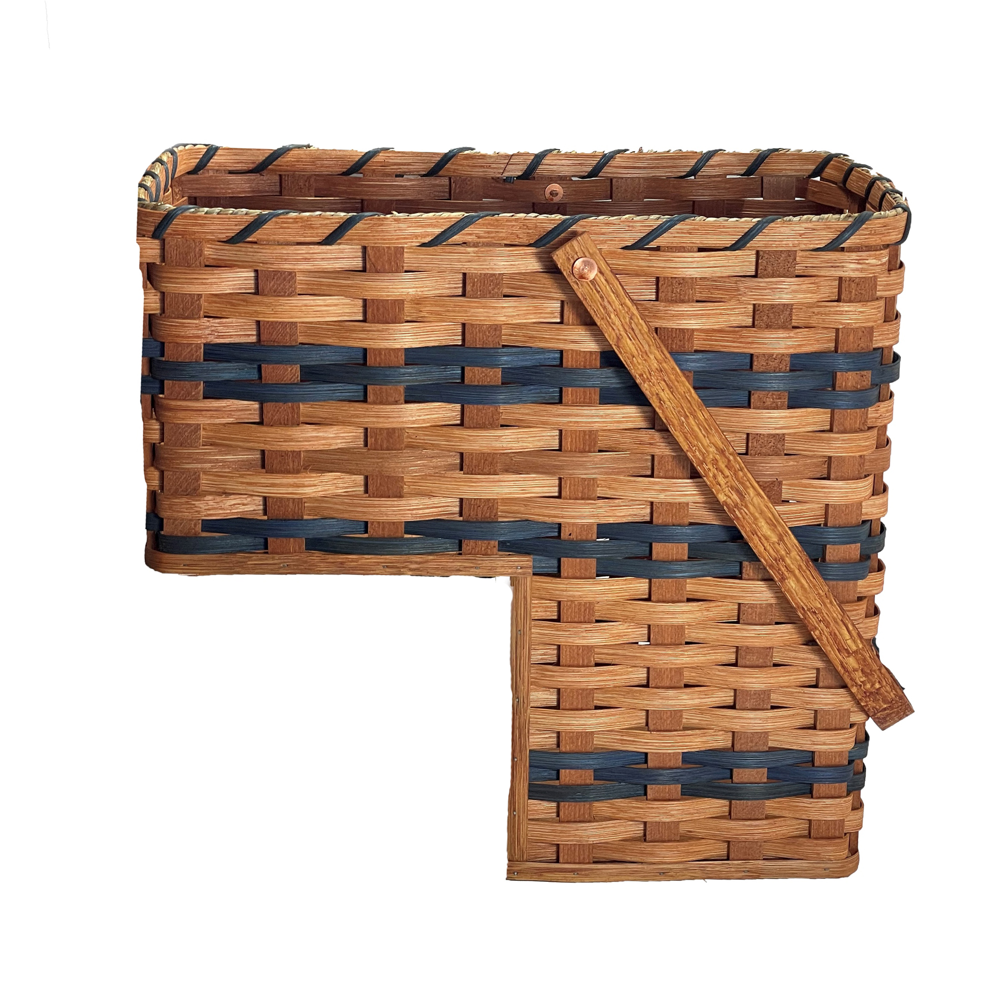 Amish Baskets and Beyond Oak Stair Step Storage Basket Swinging Handle