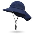 thumbnail image 2 of Girls Boys Sun Visor Hat Kids Beach Hat UPF 50+ Kids Summer Protective Cap Wide Brim Breathable Neck Cap/Dark Blue, 2 of 8