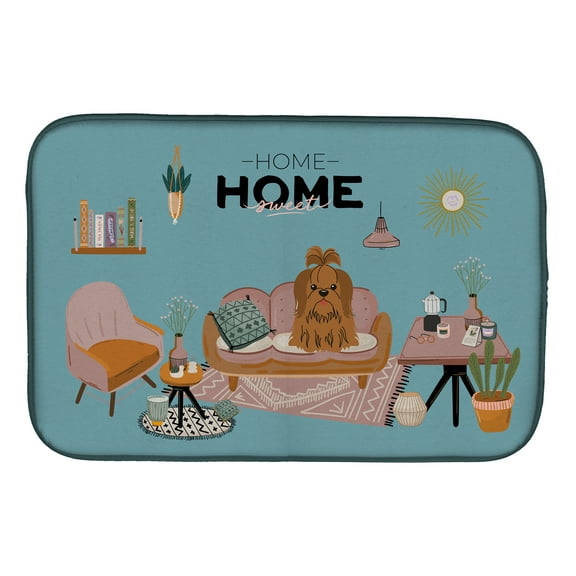 Silver Chocolate Shih Tzu Sweet Home Dish Drying Mat