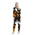thumbnail image 2 of WREESH Thanksgiving Spooky Family Pumpkin Costumes Matching Halloween Pajamas Set with Zipper Hooded Jumpsuit Onesie for Women Multicolor, 2 of 6