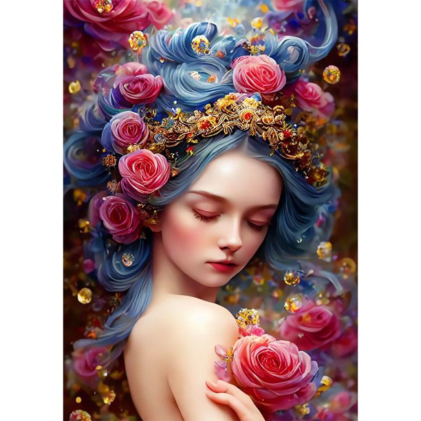 Cuadros Decorativos Bordado completo Hilo de algodón ecológico 11CT Impreso Fairy Girl Kit de punto de cruz (3) Wdftyju de costura negro 4 estilos