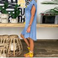thumbnail image 6 of 2025 Clearance! asdoklhq Womens Plus Size Clearance DressesWomen's Casual Turndown Neck Denim Party Dresses Sleeveless Swing Dress, 6 of 9