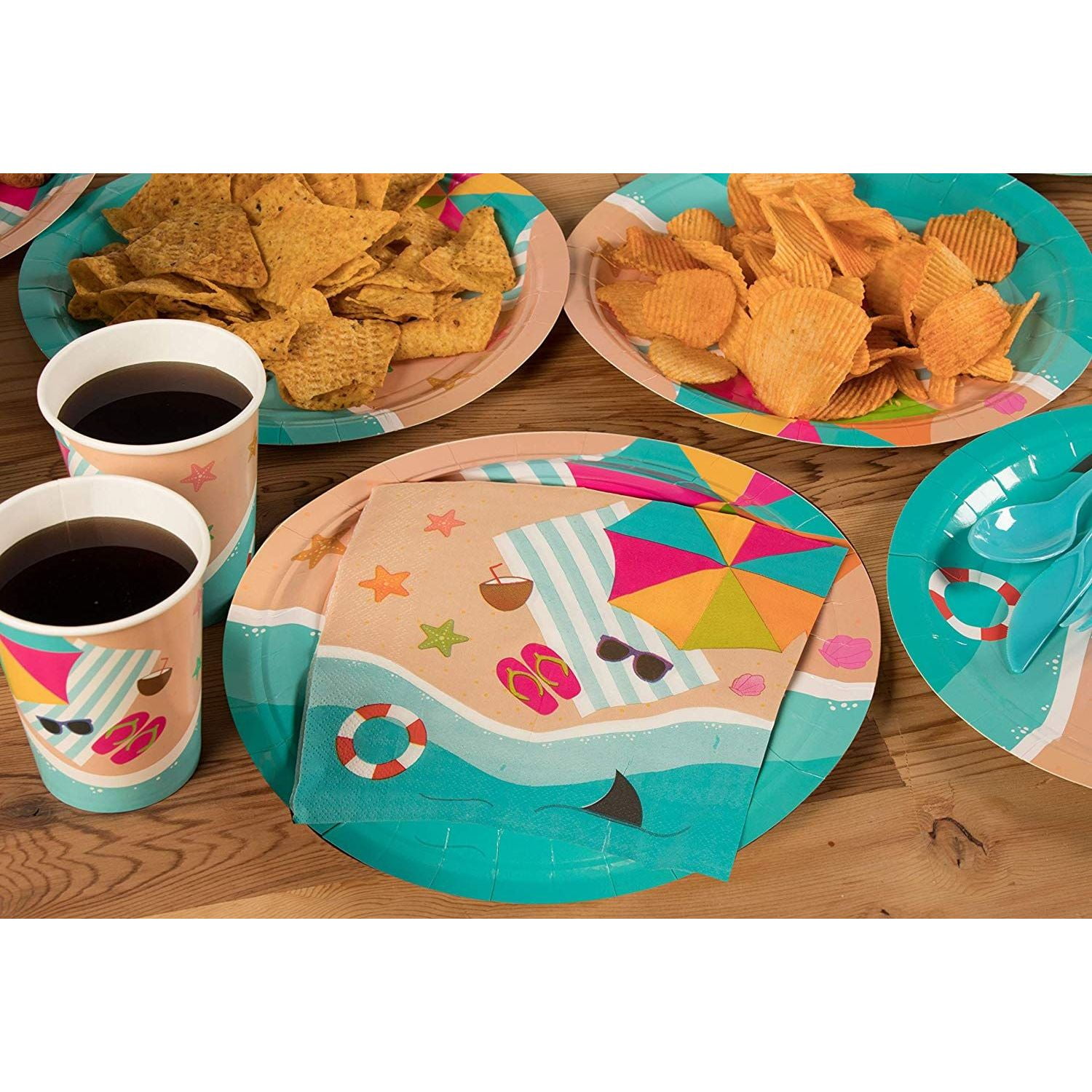 Disposable Dinnerware Set Serves 24 Summer Beach Party Supplies