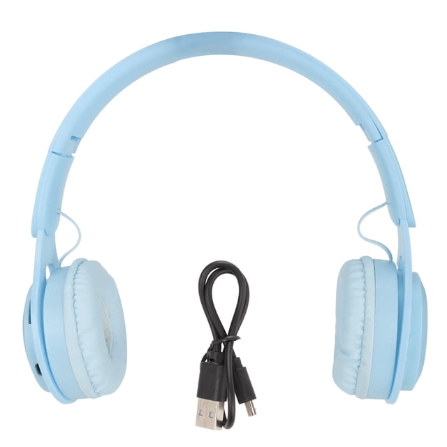Auriculares para niños Y08 Macaron con sonido estéreo elegante, plegables, con tarjeta enchufable, Bluetooth y auriculares supraaurales, color azul