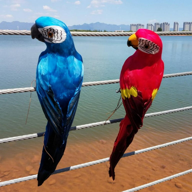 Aydinids Parrot Birds Figurines Macaw Figure Realistic Parrot Plastic  Animal Figures Simulated Bird for Home Decor Birthday, Blue