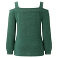 thumbnail image 5 of JAKANYQ Ladies' Tops Solid Color Casual Long Sleeve Off Shoulder Shirts Blouse Tops Cozy Warm, 5 of 5