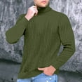 thumbnail image 5 of Men's Solid Color Turtleneck Sweater Textured Knit Pullover for Casual Fashion and Winter Warmth, Ideal for Office Wear and Christmas Holiday Gifts,Army Green,2XL, 5 of 5
