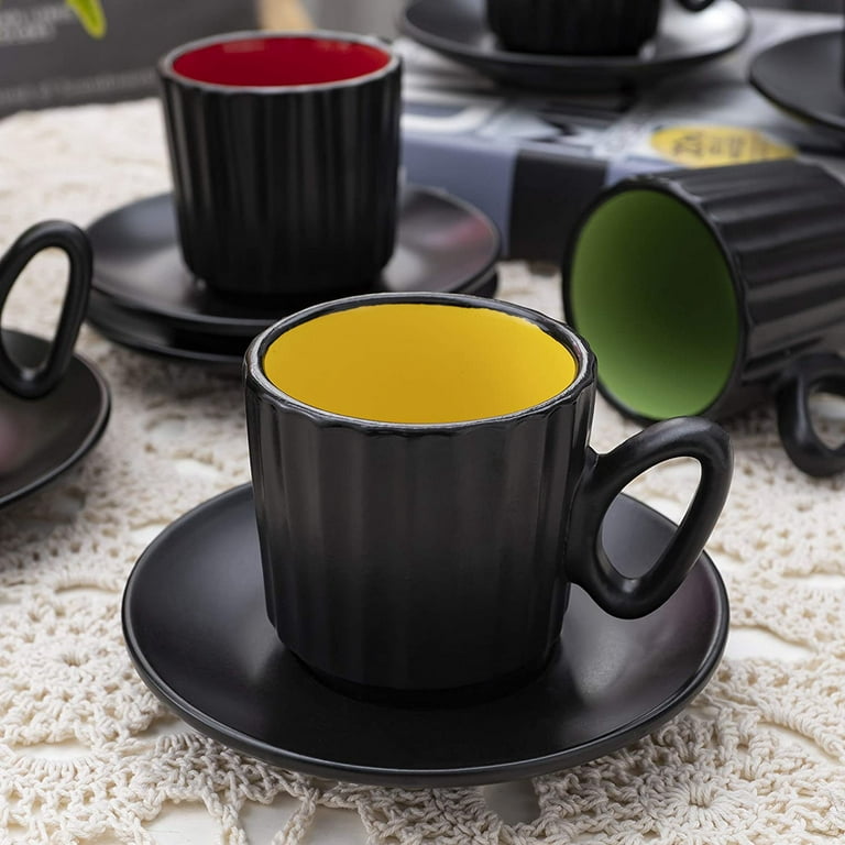Black Pottery Espresso Cups Set 2 Stoneware Chic Elegant Espresso Cups,  Espresso Cup, Coffee Mug Set, Gift for Mom 