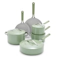 thumbnail image 1 of GreenLife Dream Juego de utensilios de cocina antiadherentes de cerámica de 10 piezas, sin PFOA, sin PFAS, ollas y sartenes con tapas, apto para lavavajillas y horno, asas que se mantienen frescas, el, 1 of 5