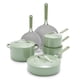 thumbnail image 1 of GreenLife Dream Juego de utensilios de cocina antiadherentes de cerámica de 10 piezas, sin PFOA, sin PFAS, ollas y sartenes con tapas, apto para lavavajillas y horno, asas que se mantienen frescas, el, 1 of 5