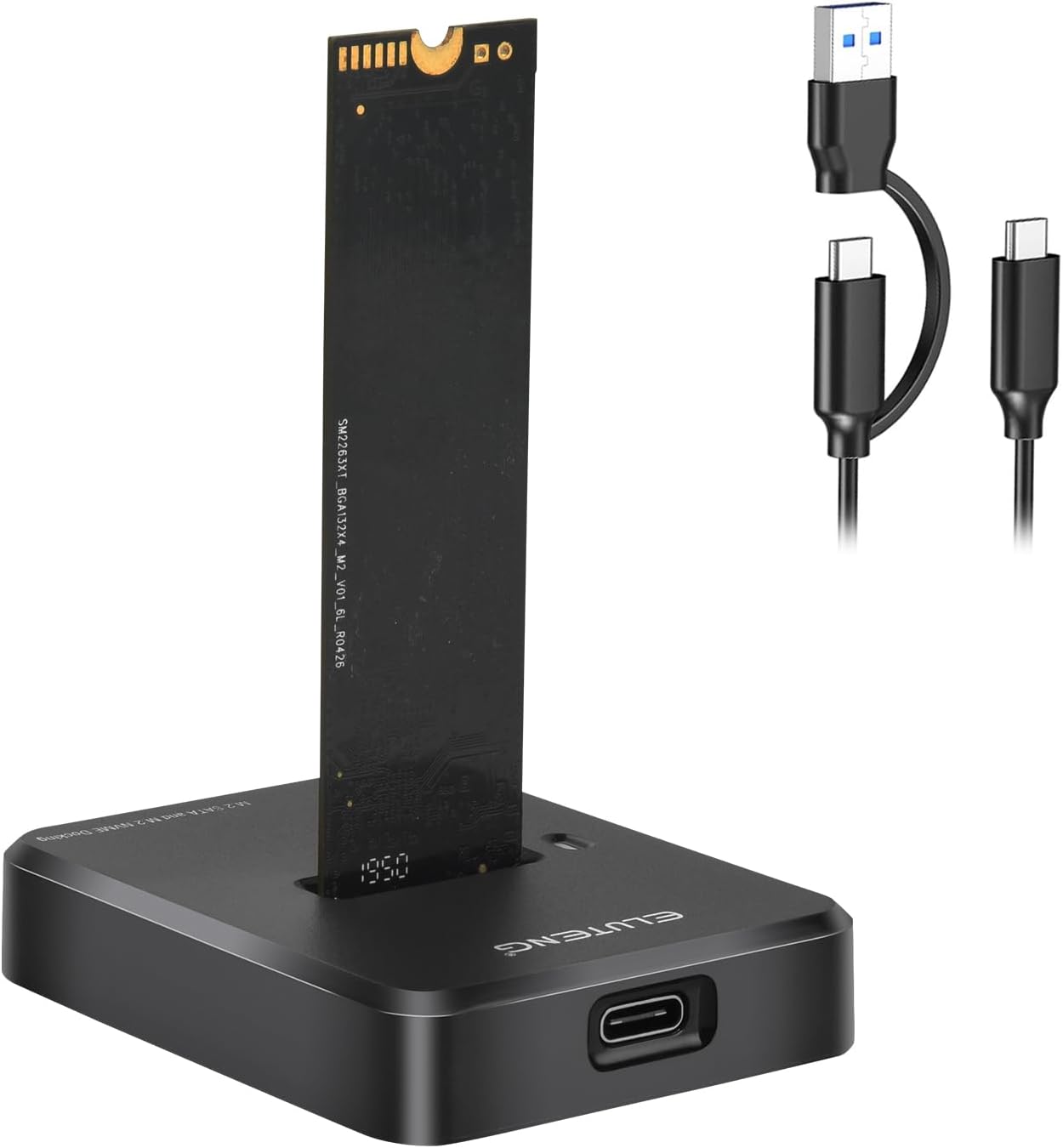 RGHJAR-M.2 NVMe & SATA to USB C Docking Station Dual Protocol M.2 to USB C Adapter 10Gbps External SSD Enclosure for M Key, B+M Key Support 2280 2260 2242 2230 SSDs with 2in1 Cable