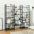 thumbnail image 4 of Gymax Triple Wide 5-tier Bookcase Large Bookshelf Display Storage Shelf Vintage Black, 4 of 10