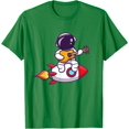 thumbnail image 1 of Cute Astronaut Cosmonaut Spaceman Playing Guitar on Rocket T-Shirt, 1 of 1