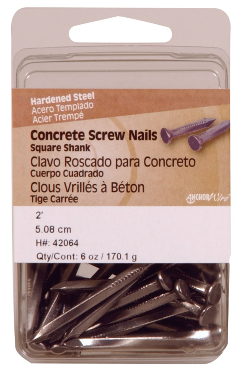 Hillman Concrete Screw Nails 2 " Square Steel Clamshell Pack of 5 - image 2 of 2
