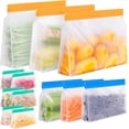 thumbnail image 1 of Sacs de Rangement Réutilisables - Lot de 12 Sacs de Congélation, Sacs de Conservation des Aliments Étanches, Tailles Gallon et Sandwich, Sacs en Silicone pour Viande, Fruits, Collations, 1 of 4