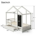 thumbnail image 2 of Yardi Yard Full House Bed with Blackboard and Drawers, Two Shared Beds with Roof, 2 Twin Size House Platform Beds, House Platform Beds with Fence,, White, 2 of 10