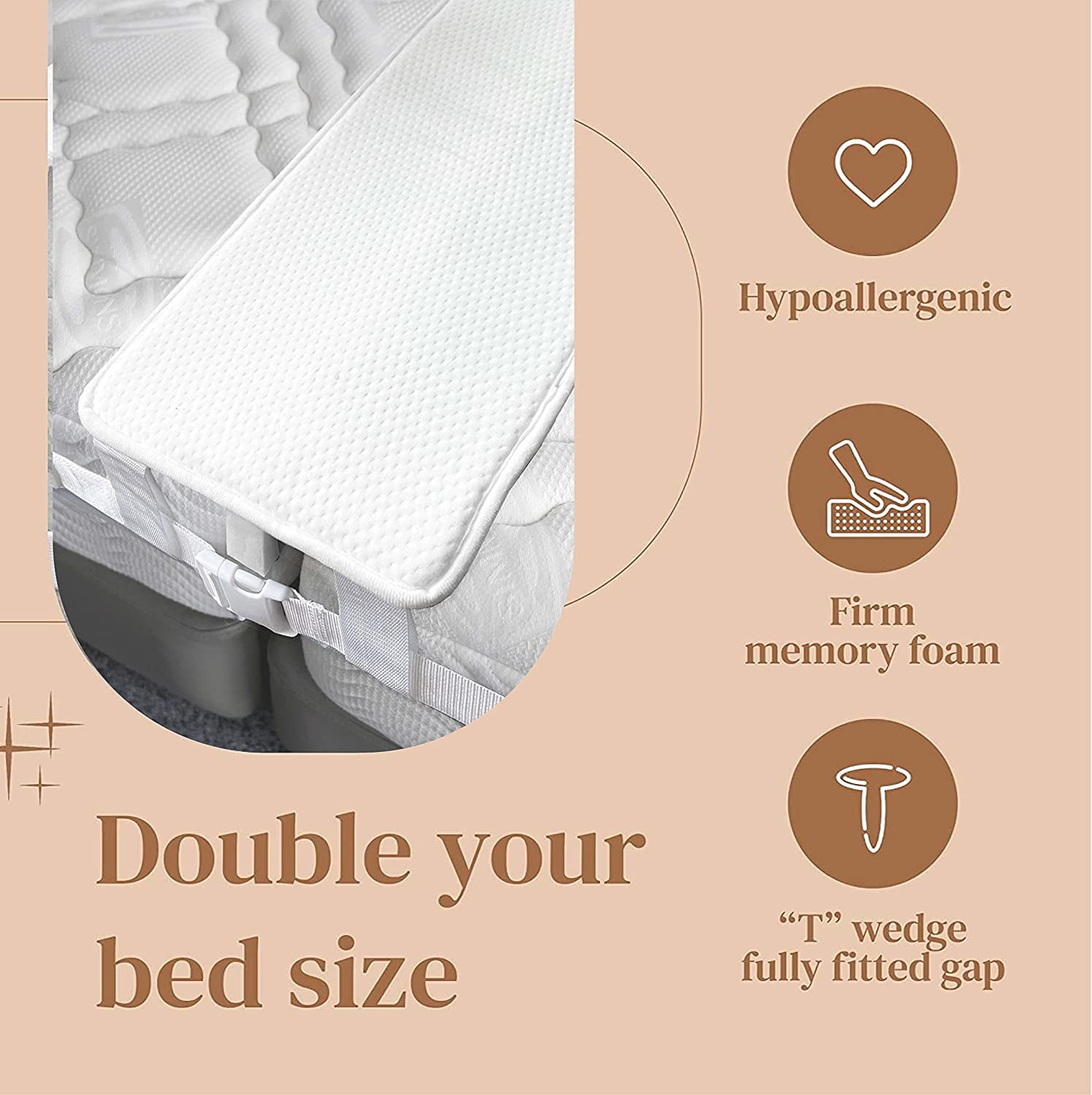 Flybold Bed Bridge Twin to King Bed Converter Kit - Bed Gap Filler for  Split King Adjustable Beds - Twin Bed Connector to Make a King - 9 Wide  Mattress Wedge Connector 