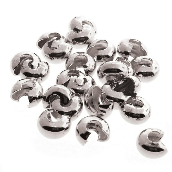 The Beadsmith Crimp Bead Covers – Smooth Round Shape, Half Open, Silver Plated, 4mm Diameter, 144 Pieces – Supplies for Jewelry Making to Cover and Protect Crimp Beads