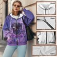 thumbnail image 6 of COEQINE Women's Fashion Hoodie Oversized Long Sleeve Sweatshirts Dachshund Rose and Butterfly Purple Print Full Zipper Jacket Long Sleeve Casual Wear with Pockets, 3XL, 6 of 7