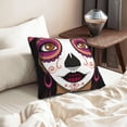 thumbnail image 6 of Velvet Decorative Throw Pillow Covers Set of 2, Soft Square Cushion Cover with Invisible Zipper Day Of The Dead Mexican Printing, 16"x16", 6 of 7