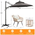 thumbnail image 2 of Autlaycil 5 Pcs Patio Outdoor Furniture Sets Contains 2 Wicker Furniture Patio Bistro Chairs, Table, 10 ft Solar Cantilever Umbrella and Cross Base, Grey, 2 of 7