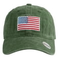 thumbnail image 3 of Falari USA Flag Embroidered Baseball Cap, Low Profile Adjustable Dad Hat, 100% Cotton, Pre-Washed - Olive Green, 3 of 6