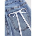 thumbnail image 2 of Womens Blue Denim Mini Skirt With Bow Detail Pocket Accents, 2 of 5