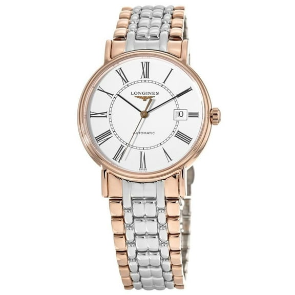 Longines Presence White Dial Rose Gold and Stainless Steel Men's Watch