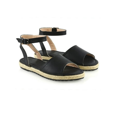 New Gold Espadrilles - Women Flat Ankle Strap Buckle Sandals Espadrilles Summer Casual Shoes