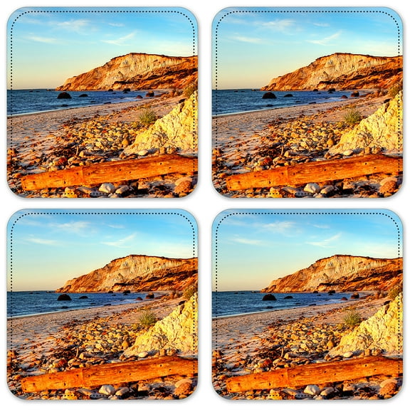 Vinyl Drink Coasters - Set of 4 - Pebbles on the Beach