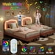 thumbnail image 3 of QinaQin Cama individual tapizada de terciopelo con luces LED y cabecera ajustable con diseño de oso, base tipo princesa con listones de madera para cuarto infantil, 3 of 9