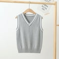 thumbnail image 2 of YONGHS Kids Boys Girls Casual Sleeveless Knit Sweater Vest V Neck Sweater Pullover School Uniform Grey 11-12, 2 of 4