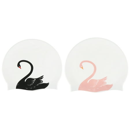 

2Pcs Fashion Silicone Swimming Caps Swan Desin Waterproof Female Swim Caps