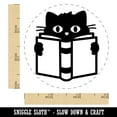 thumbnail image 2 of Cat Reading Book Self-Inking Rubber Stamp Ink Stamper - Blue Ink - Small 3/4 Inch, 2 of 7